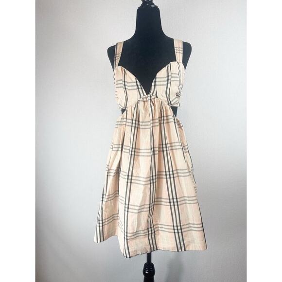 NWOT Free People $138 Plaid Cutout Mini Dress Size Small - Picture 5 of 7